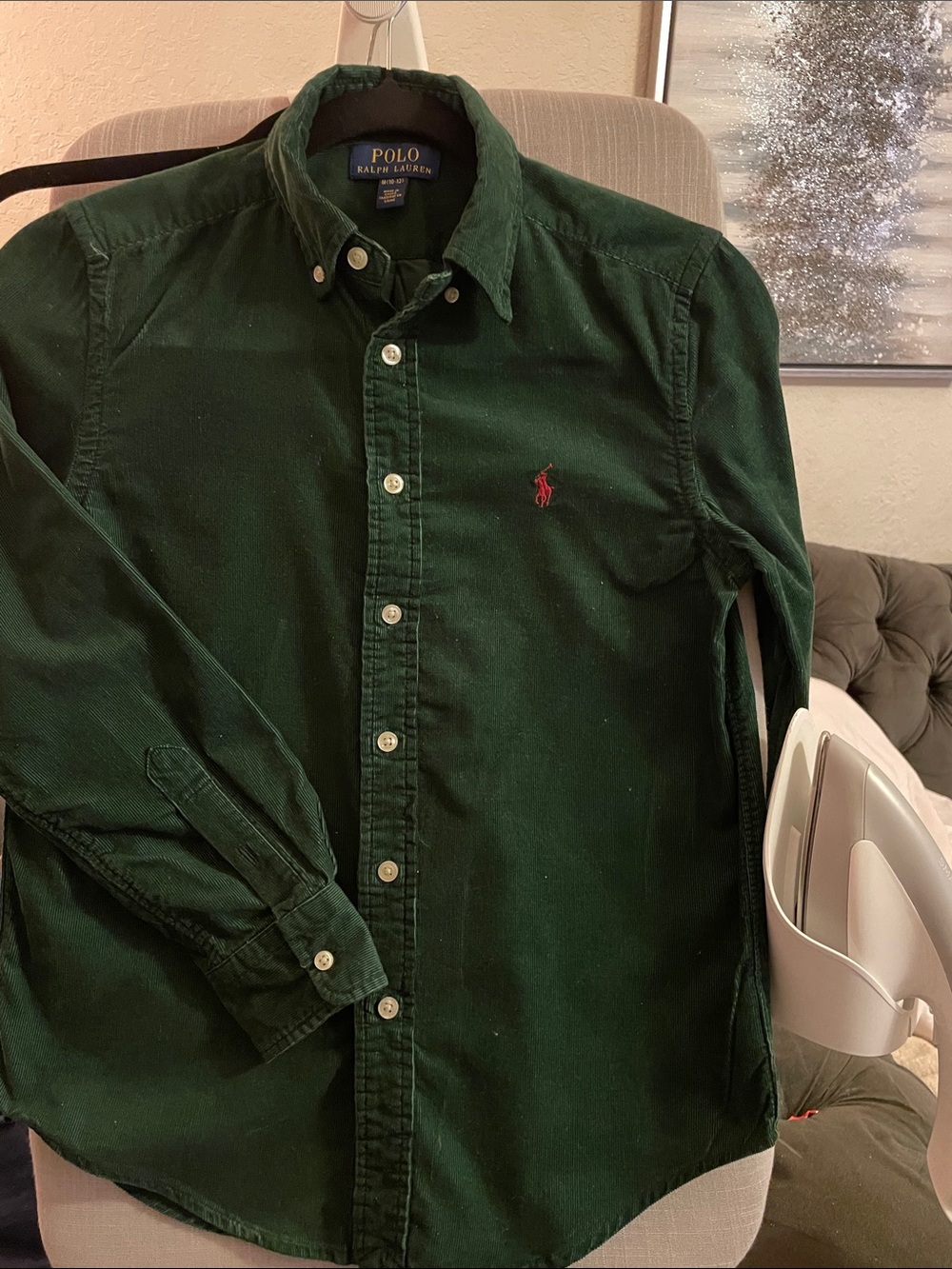 Polo by Ralph Lauren Dark Green Button-Down Oxford Shirt with Red Pony